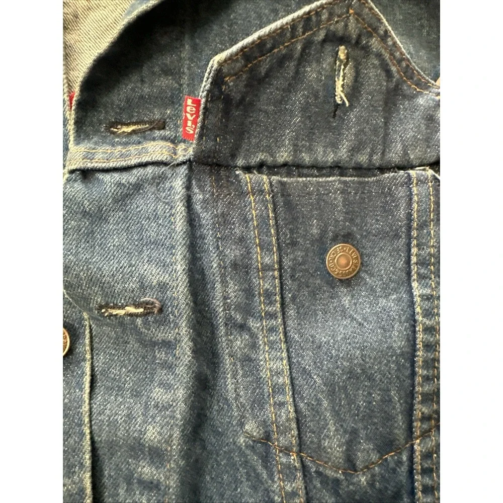 Vintage 1970s Levi's 70505 Trucker Jacket Hand Embroidered Parrot Size 44 Rare